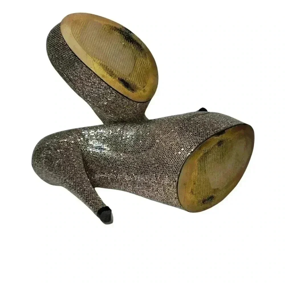 Enzo Angiolini Glitter Multicolor Closed Toe Heeled Pumps US 7.5 Holiday Disco
